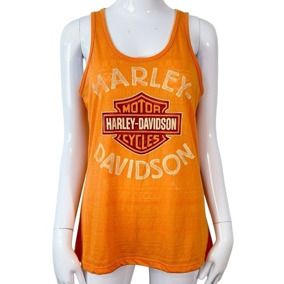 Harley Davidson Nassau Bahams Orange Tank Top Medium - Picture 1 of 5